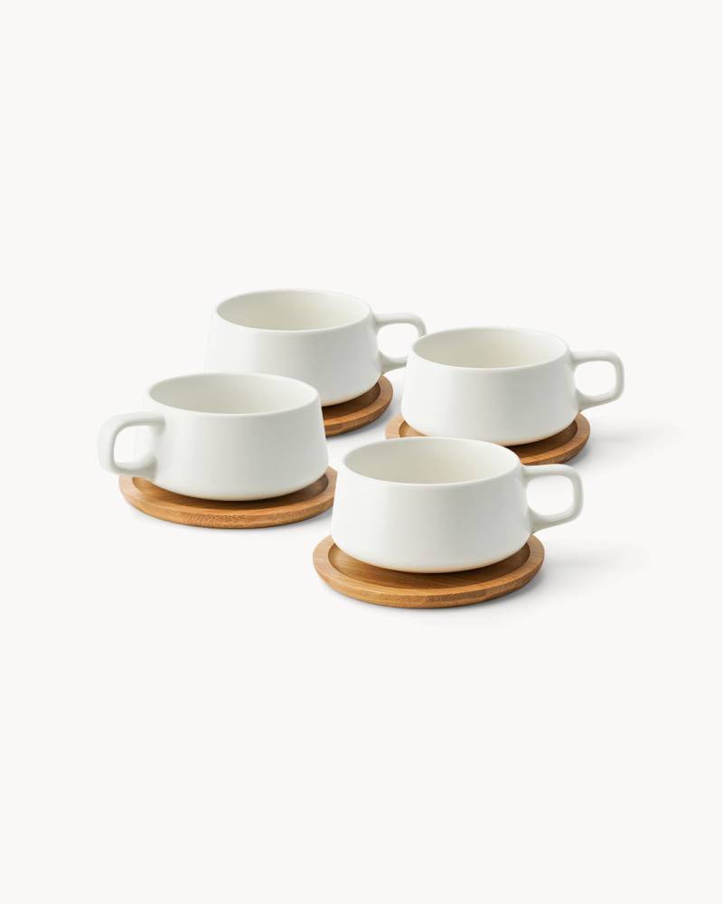 Sommerhafte Kaffeepause – Cappuccinotassen mit Milch- & Zucker-Set