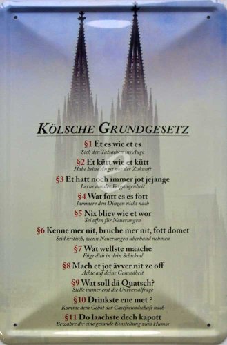 Fun - Kölsche Grundgesetz - Blechschilder Nostalgie 20x30cm von empireposter
