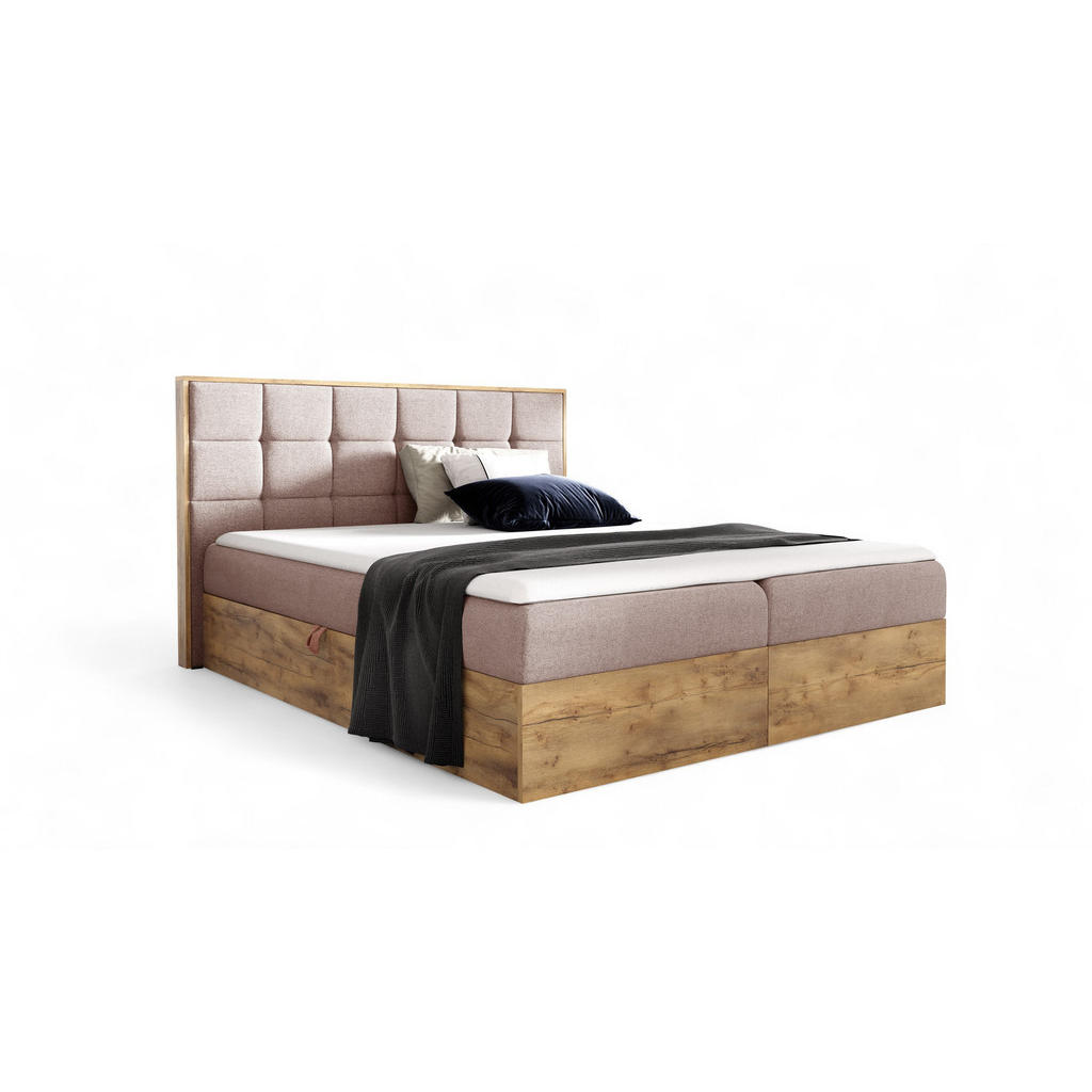 Fun Möbel Boxbett, Rosa, Textil, 120x220 cm, Schlafzimmer, Betten, Boxspringbetten von Fun Möbel