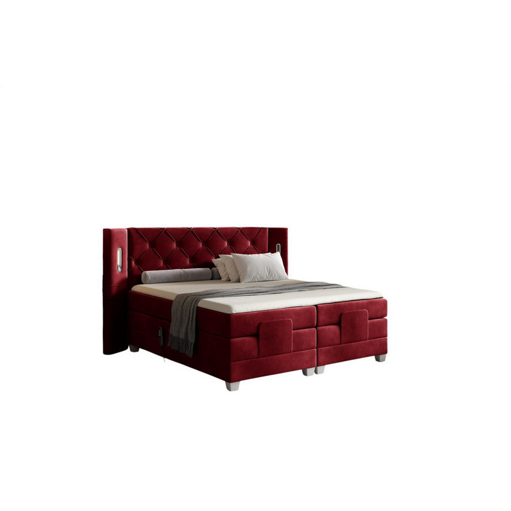 Fun Möbel Boxspringbett, Rot, Textil, 160x200 cm, Schlafzimmer, Betten, Boxspringbetten von Fun Möbel