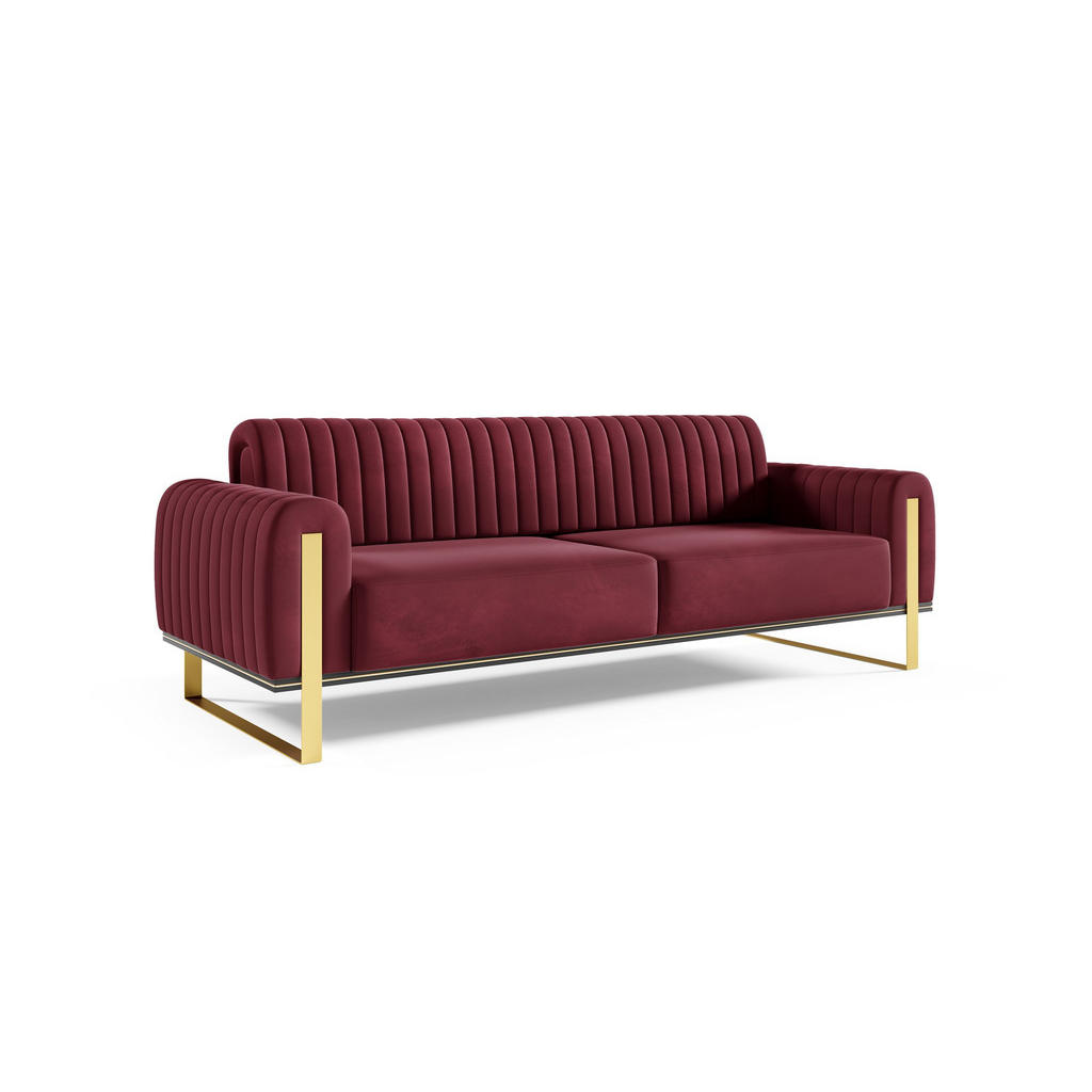 Fun Möbel Sofa, Rot, Textil, 228x79x90 cm, Wohnzimmer, Sofas & Couches, Sofas, 3-Sitzer Sofas von Fun Möbel