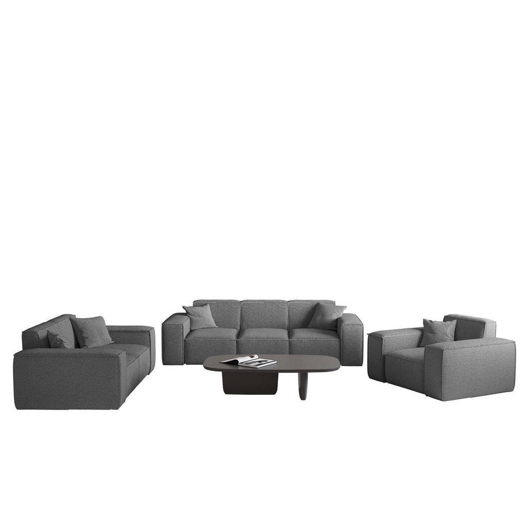 Fun Möbel Sofaset, Graphit, Textil, 225x73x88 cm, Wohnzimmer, Sofas & Couches, Sitzgarnituren von Fun Möbel