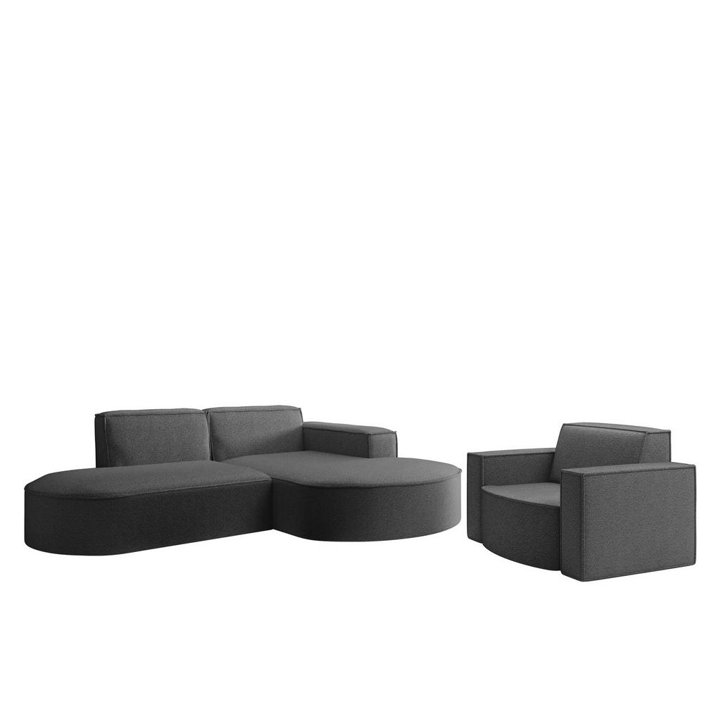 Fun Möbel Sofaset, Graphit, Textil, Ottomane rechts, 236x78x165 cm, Wohnzimmer, Sofas & Couches, Sitzgarnituren von Fun Möbel