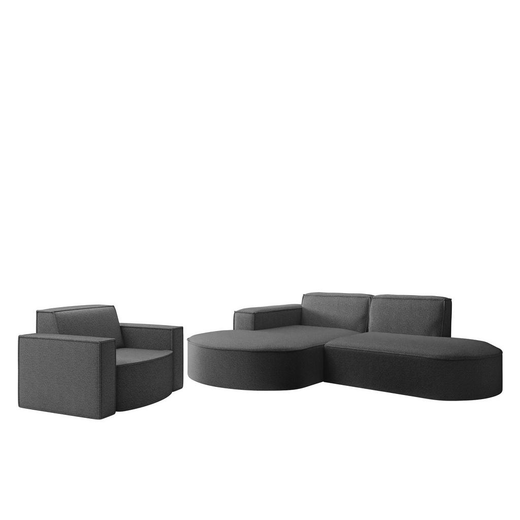 Fun Möbel Sofaset, Graphit, Textil, Ottomane links, 236x78x165 cm, Wohnzimmer, Sofas & Couches, Sitzgarnituren von Fun Möbel