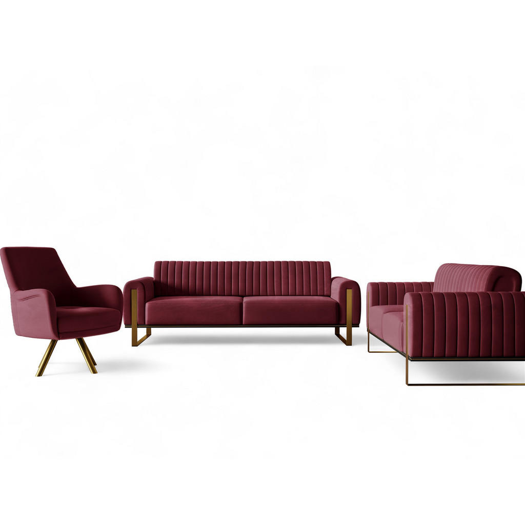 Fun Möbel Sofaset, Rot, Textil, 228x79x90 cm, Wohnzimmer, Sofas & Couches, Sitzgarnituren von Fun Möbel