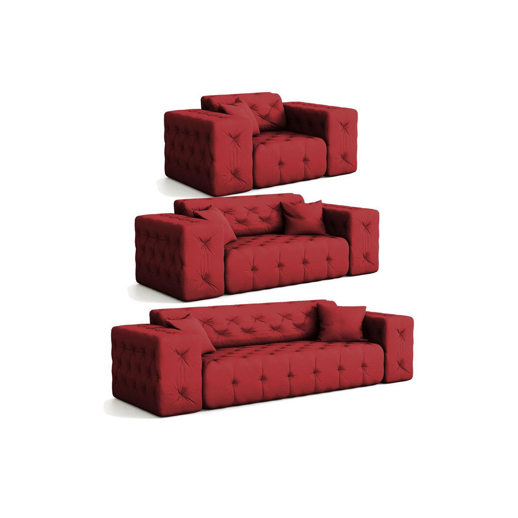 Fun Möbel Sofaset, Rot, Textil, 251x78x96 cm, Wohnzimmer, Sofas & Couches, Sitzgarnituren von Fun Möbel
