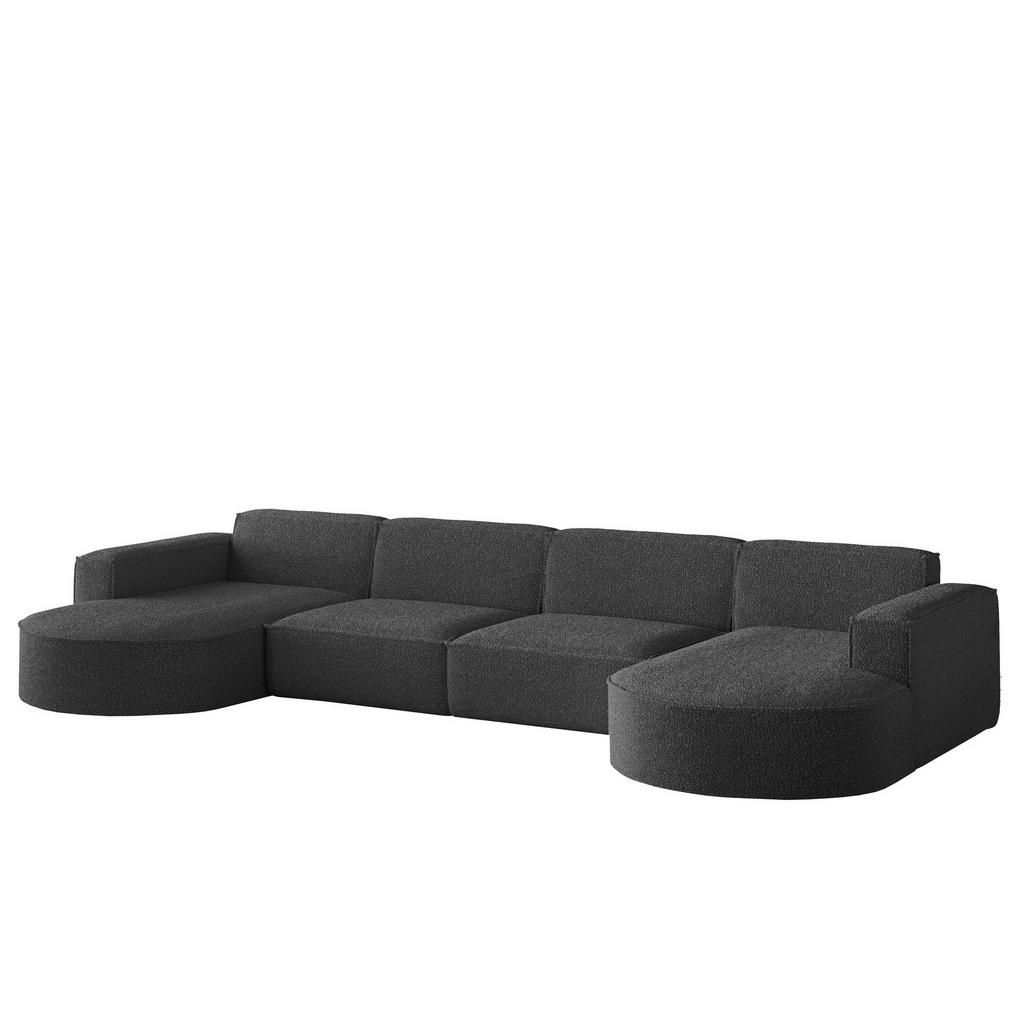 Fun Möbel Wohnlandschaft, Graphit, Textil, U-Form, 382x78x165 cm, Wohnzimmer, Sofas & Couches, Wohnlandschaften, Wohnlandschaften in U-Form von Fun Möbel