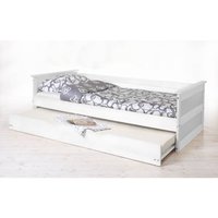 Funktionsbett Jugendbett Sofabett mit Auszug KÖNIZ-22 Kiefer massiv weiß 90 x 200 cm