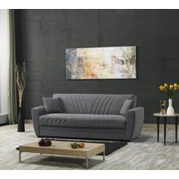 Funktionssofa 3-Sitzer Schlafsofa mit Bettkasten 225 cm breit Grau ALANYA