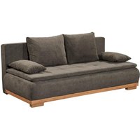 Bettsofa Bonell-Federkern 208 cm breit Grau mit Holz MILA