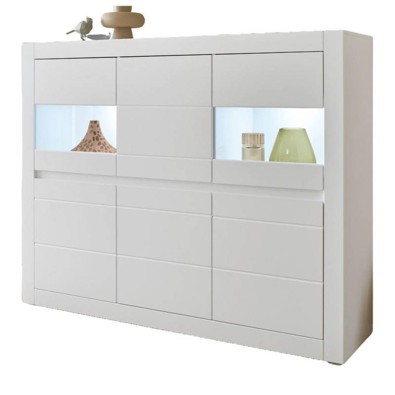 Furn.Design HIGHBOARD Weiß, Eiche