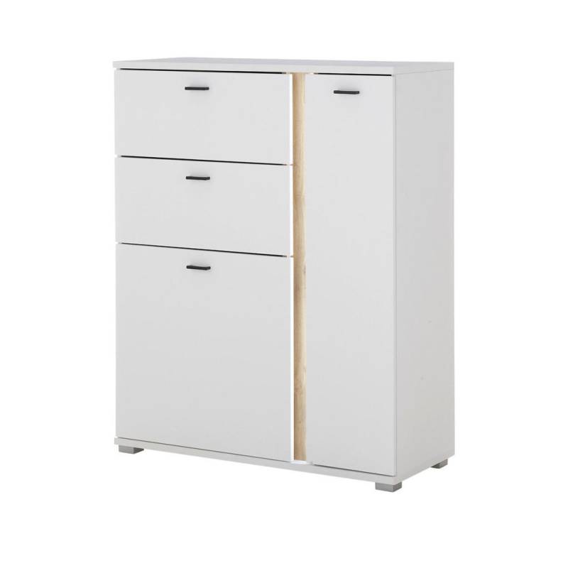 Furn.Design HIGHBOARD Weiß, Eiche Wotan