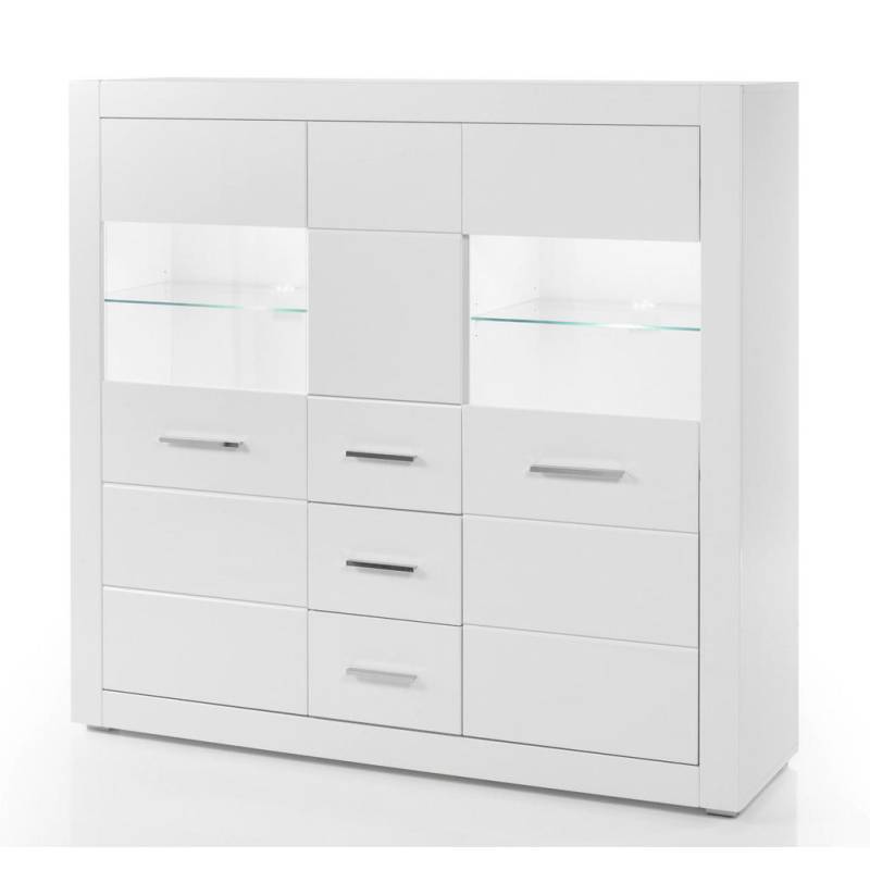 Furn.Design HIGHBOARD Weiß Hochglanz