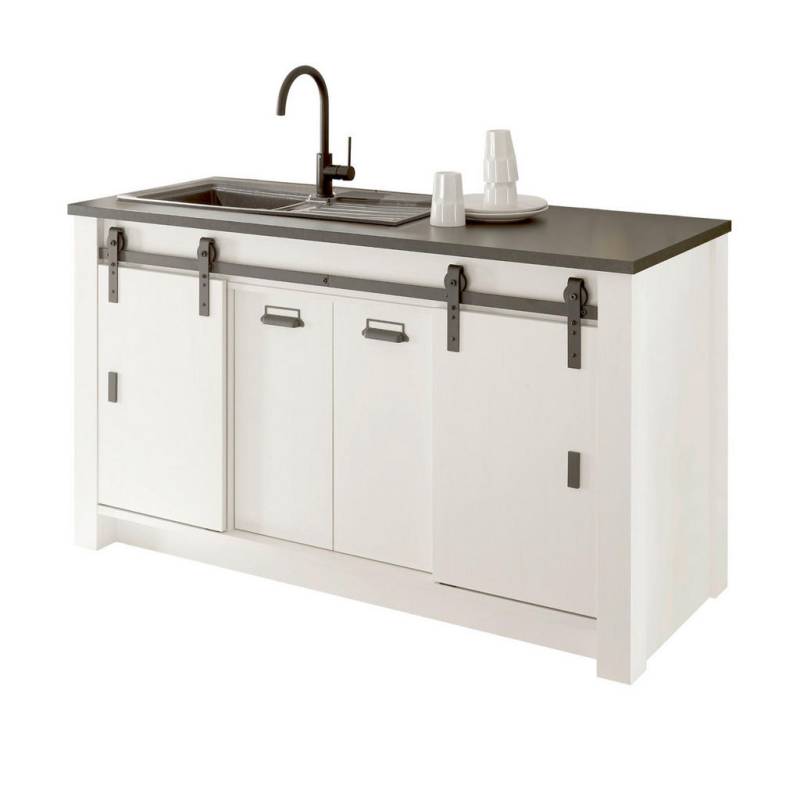 Furn.Design KÜCHENSCHRANK Weiß, Anthrazit