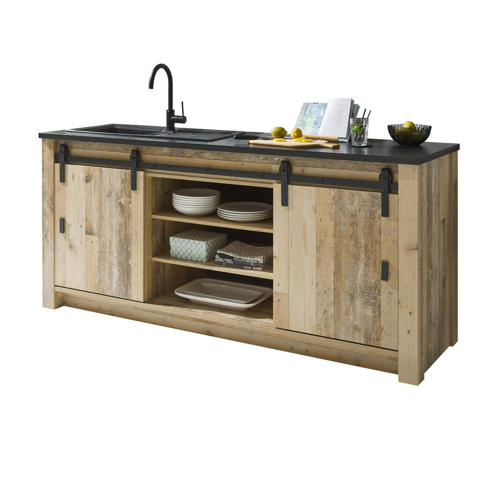 Furn.Design KÜCHENSCHRANK Natur, Anthrazit