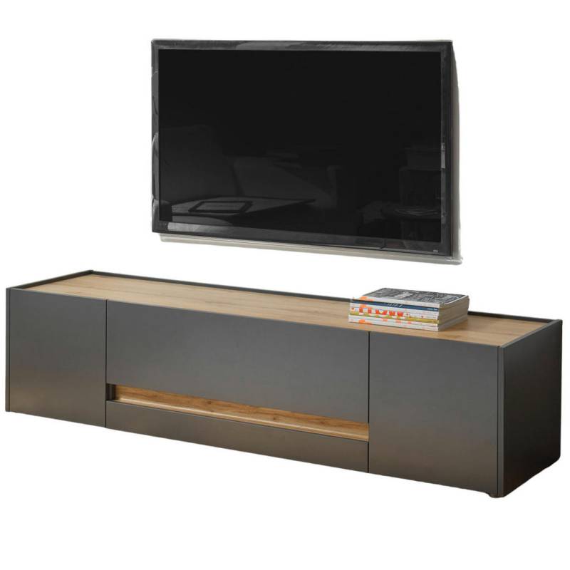 Furn.Design TV-LOWBOARD Grau, Eiche Wotan