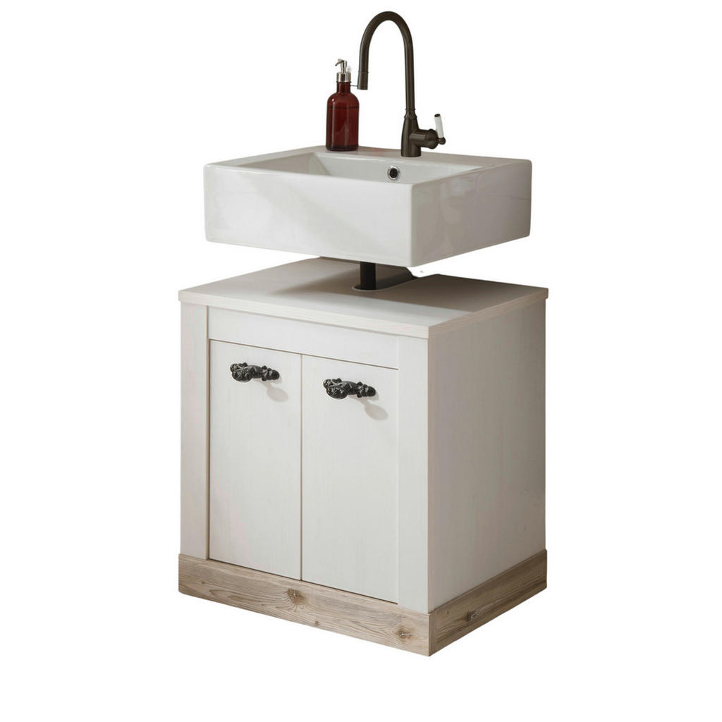 Furn.Design WASCHBECKENUNTERSCHRANK Weiß, Pinien