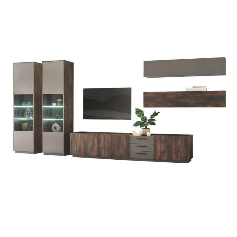 Furn.Design WOHNWAND Eiche, Grau