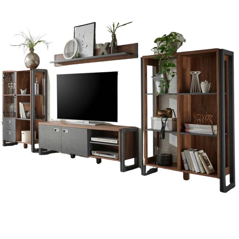 Furn.Design WOHNWAND Eiche, Grau