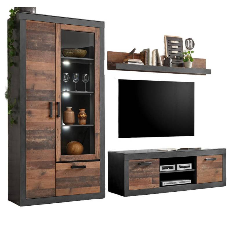 Furn.Design WOHNWAND Grau, Braun