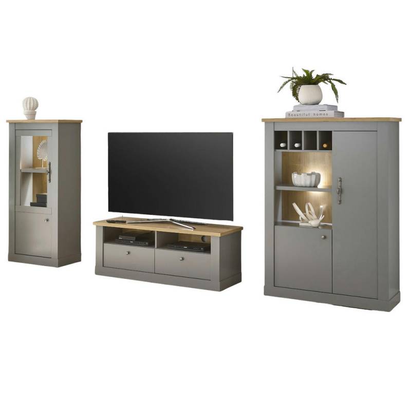 Furn.Design WOHNWAND Grau, Eiche Artisan Furn.Design WOHNWAND Grau, Eiche Artisan