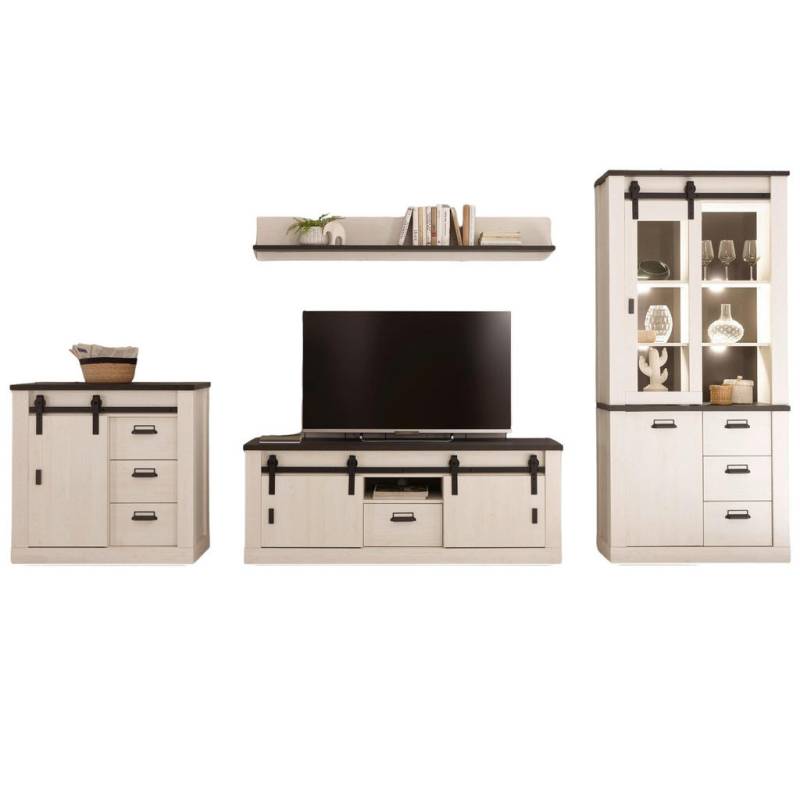 Furn.Design WOHNWAND Weiß, Anthrazit
