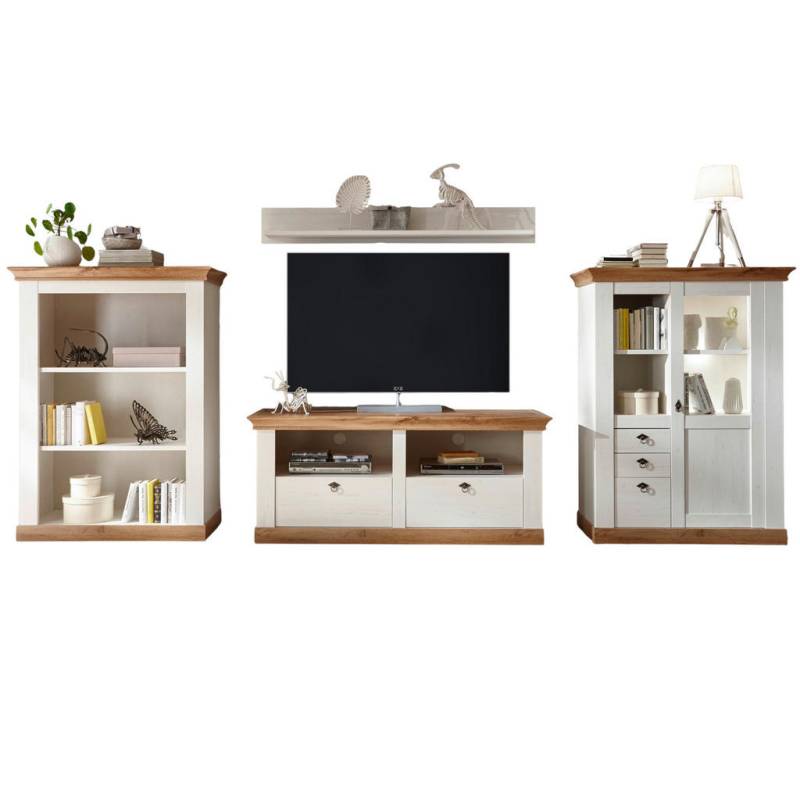 Furn.Design WOHNWAND Weiß, Eiche Wotan
