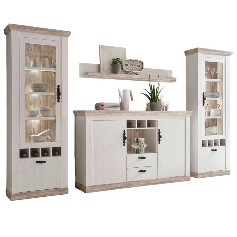 Furn.Design WOHNWAND Weiß, Pinien