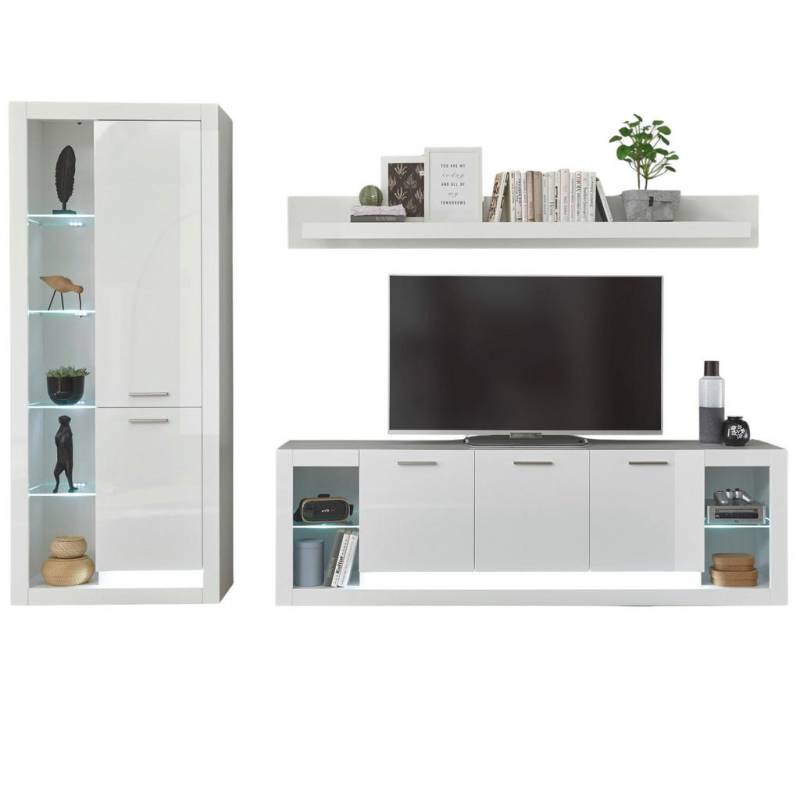 Furn.Design WOHNWAND Weiß Hochglanz, Weiß