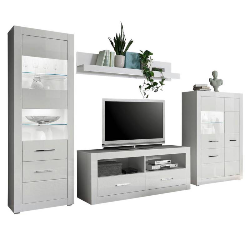 Furn.Design WOHNWAND Weiß Hochglanz