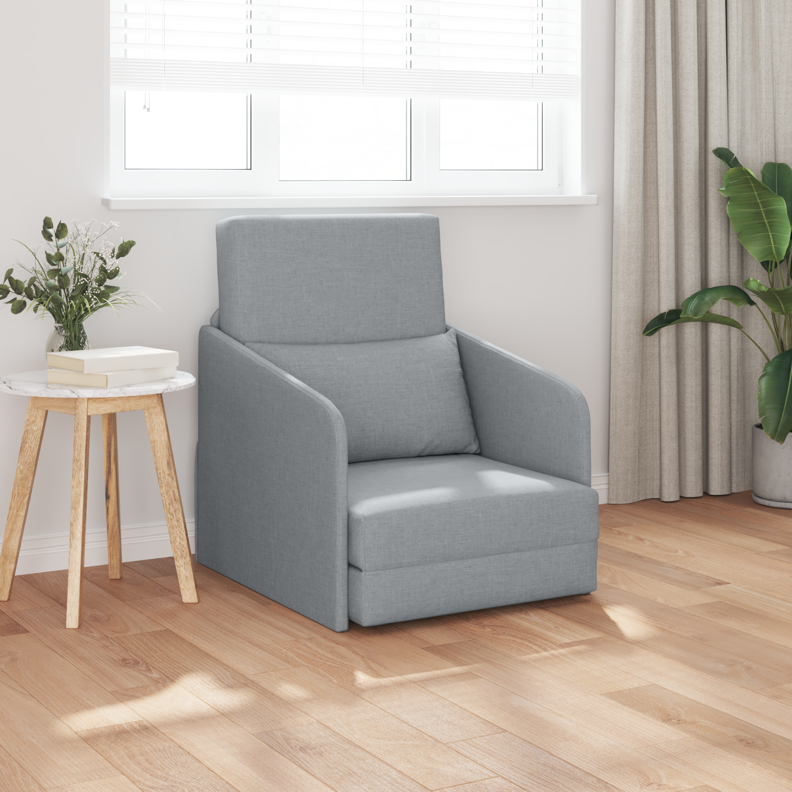 Schlafsessel 2-in-1 Hellgrau 65x80x83 cm Stoff