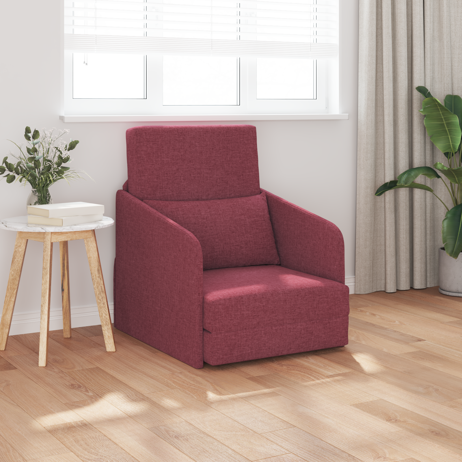 Schlafsessel 2-in-1 Weinrot 65x80x83 cm Stoff