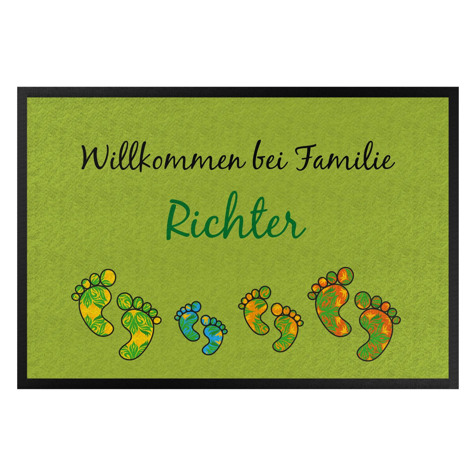 Fußmatte Willkommen Fußabdrücke Wunschtext