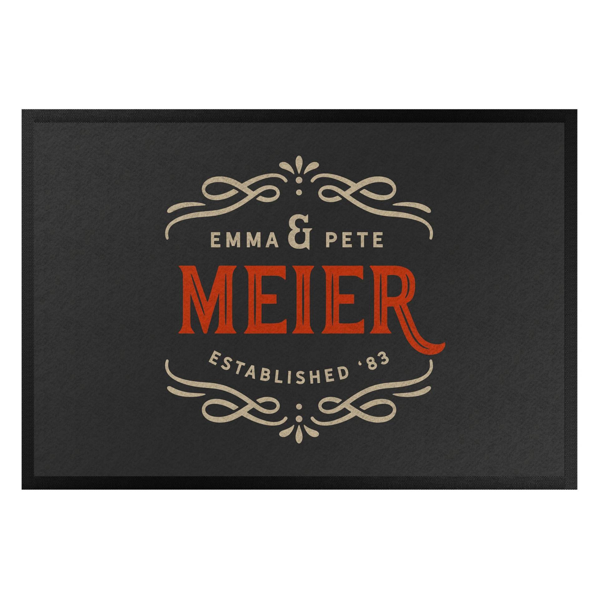 Fußmatte mit eigenem Text Vintage-Logo Wunschname