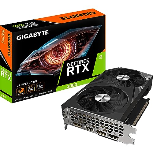 Gigabyte NVIDIA GeForce RTX 3060 Gaming OC V2 Grafikkarte - 8GB GDDR6, 128-bit, PCI-E 4.0, 1807MHz Core Clock, 2X DP 1.4, 2X HDMI 2.1, NVIDIA DLSS - GV-N3060GAMING OC-8GD V2 von Gigabyte
