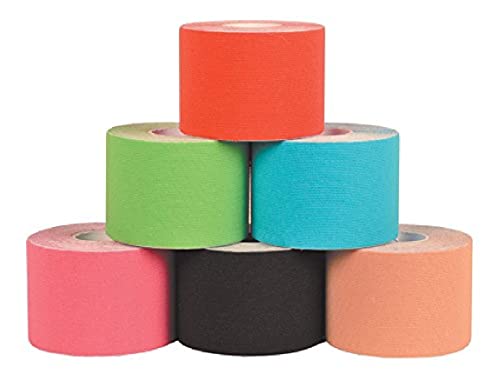 Gima - Ultra Adhesive Kinesiology Tape, hypoallergen, wasserdicht und elastisch bis zu 160%, Dicke 0,48 mm, Abmessungen: 5 m x 5 cm, 6-Farben-Mix, für Sport und Physiotherapie, 6 Rollen von GIMA