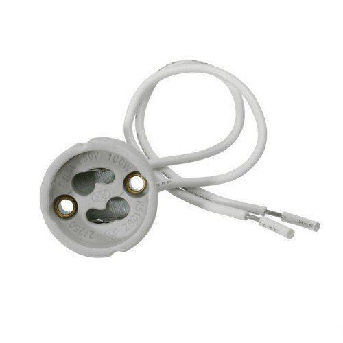 GU10 Sockel 230V, Fassung, Anschlussockel, Keramiksockel GU 10 / GZ10 für 230 Volt mit Kabel (für LED oder Halogen)