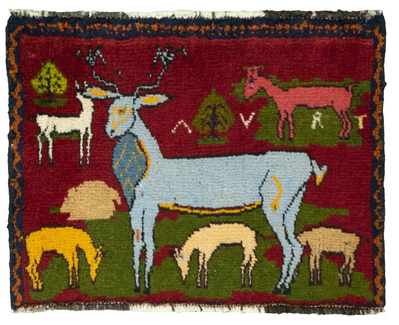Gabbeh Perserteppich 60 x 40 Rot (Iran) Handgeknüpft