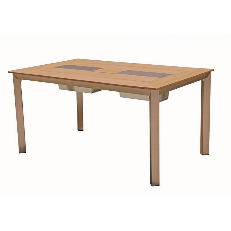 Gardenson GARTENTISCH Grau, Champagner, Teak