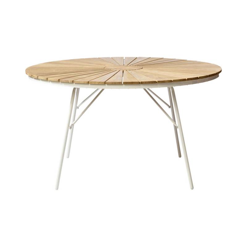 Gardenson GARTENTISCH Teak, Weiß Hochglanz
