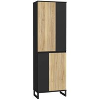 Garderobenschrank 4-trg QUAYLE von Forte Schwarz / Mauvella Eiche