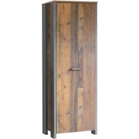 Garderobenschrank klein 67 cm breit CLIF von Forte Old Wood Vintage / Betonoptik Dunkelgrau i