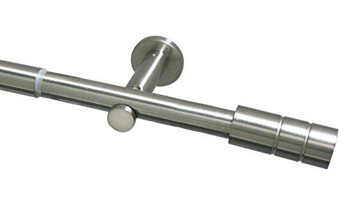 Gardinia Gardinenstangen-Set, 1-Lauf, Zylinder, Ø 22/25 mm, 100-190 cm, Metall, Edelstahl-Optik von Gardinia