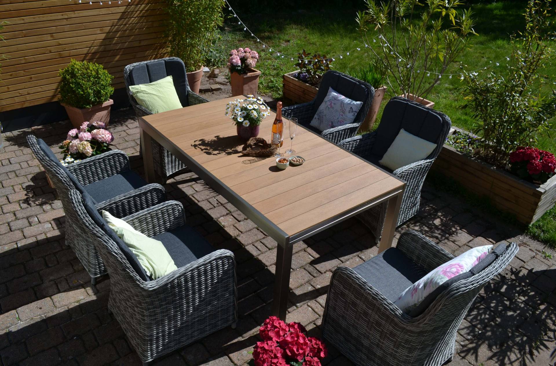 Garnitur Capri - Tisch Orlando 180/270cm x100cm + 6 Sessel Como-GR dunkelgrau mix Garnitur Capri - Tisch Orlando 180/270cm x100cm + 6 Sessel Como-GR dunkelgrau mix