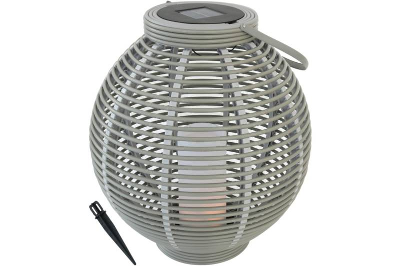 Garten Laterne Rattan-Optik 43,5 x Ø 38 cm Hellgrau Solarbetrieben Dekolicht