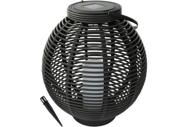 Garten Laterne Rattan-Optik 43,5 x Ø 38 cm Schwarz Solarbetrieben Dekolicht