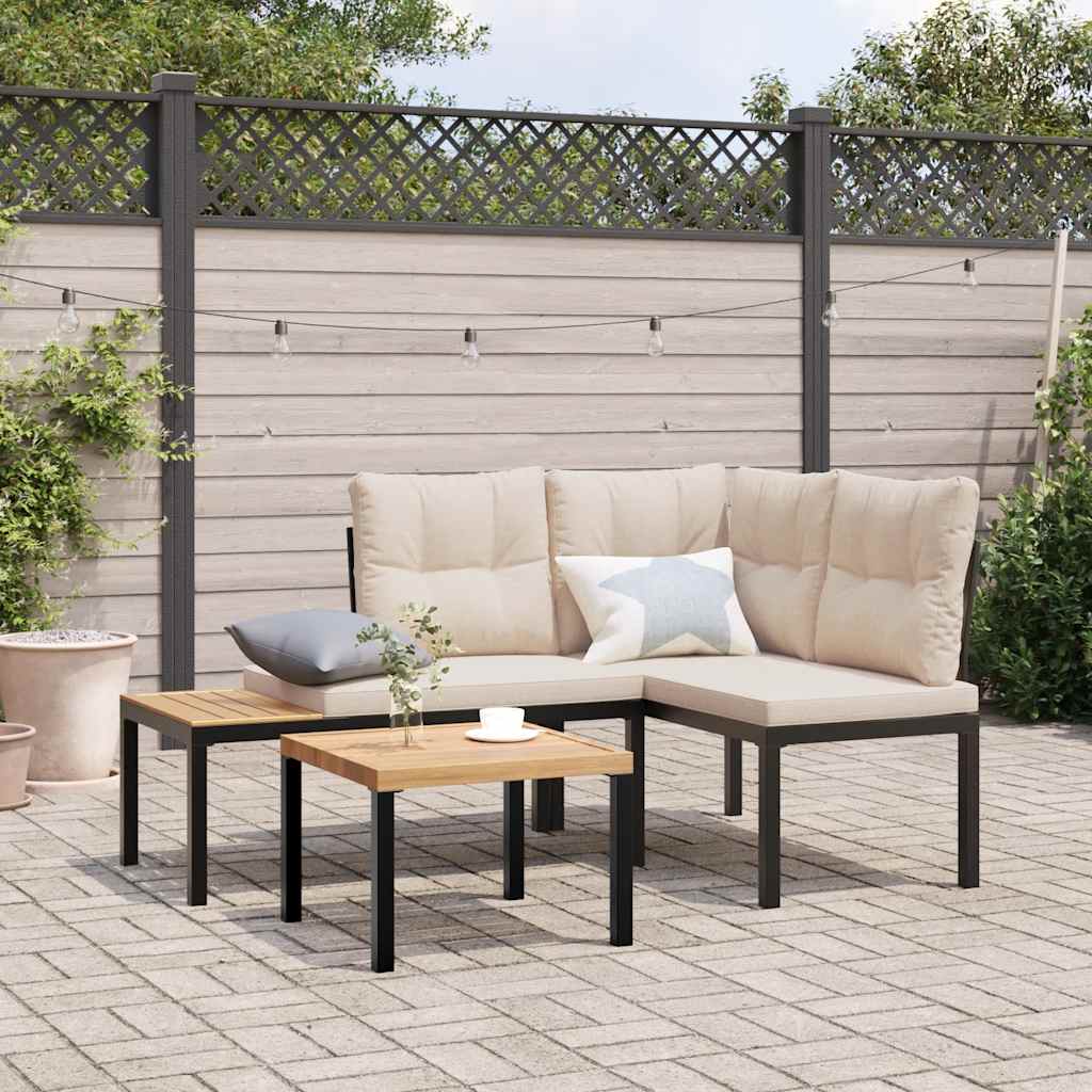 Gartenbänke mit Kissen 2 Stk. Schwarz Pulverbeschichteter Stahl Gartenbänke mit Kissen 2 Stk. Schwarz Pulverbeschichteter Stahl