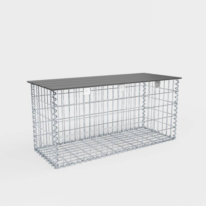 Gartenbank Spiralgabione 105 x 50 x 50 cm - MW 5 x 10 cm, mit Recyclingauflage in anthrazit