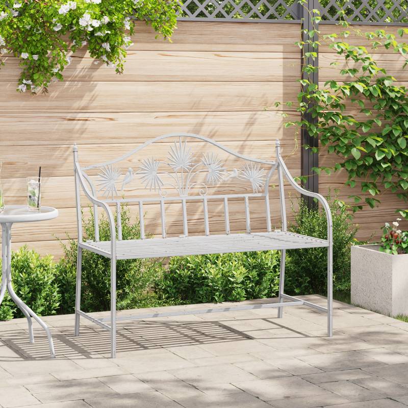 Gartenbank Weiß Metall 104 x 52,5 x 89 cm Robust und langlebig