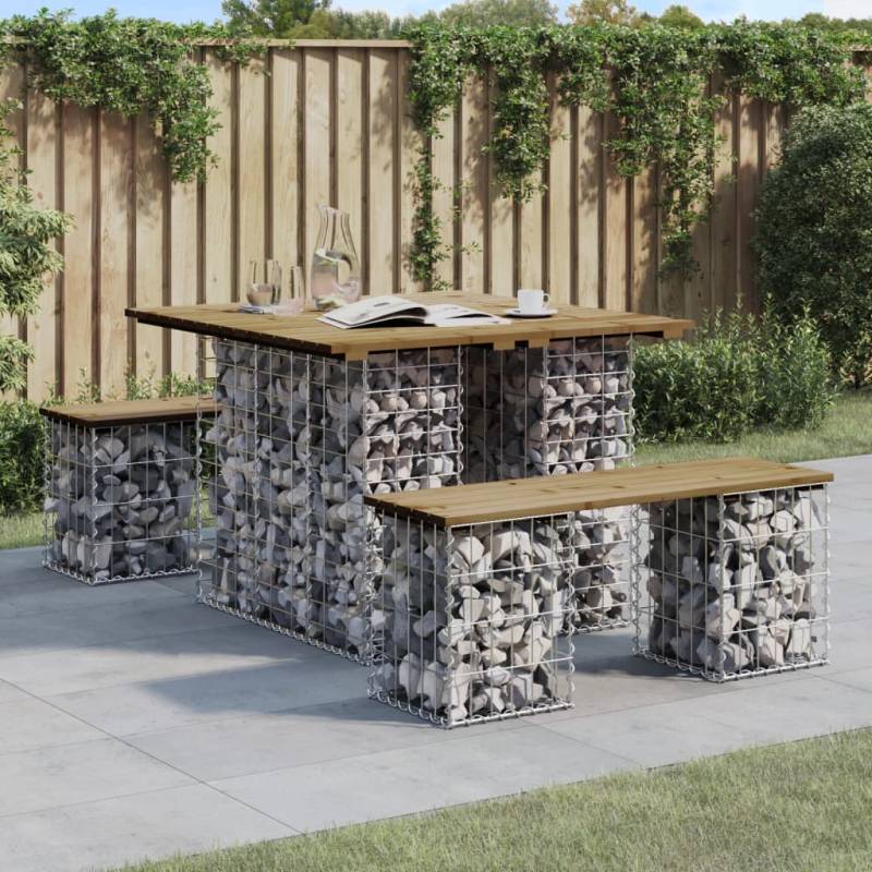 Gartenbank aus Gabionen 100x102x72 cm Kiefernholz Imprägniert Natürliche Kiefer 102 x 100 x 72 cm 1